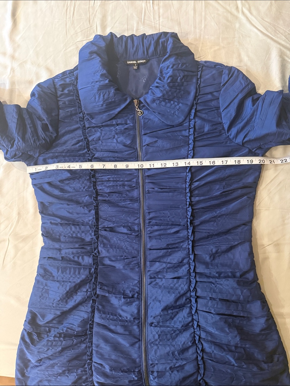 Samuel Dong royal Blue Ruched light Coat - Picture 6 of 6
